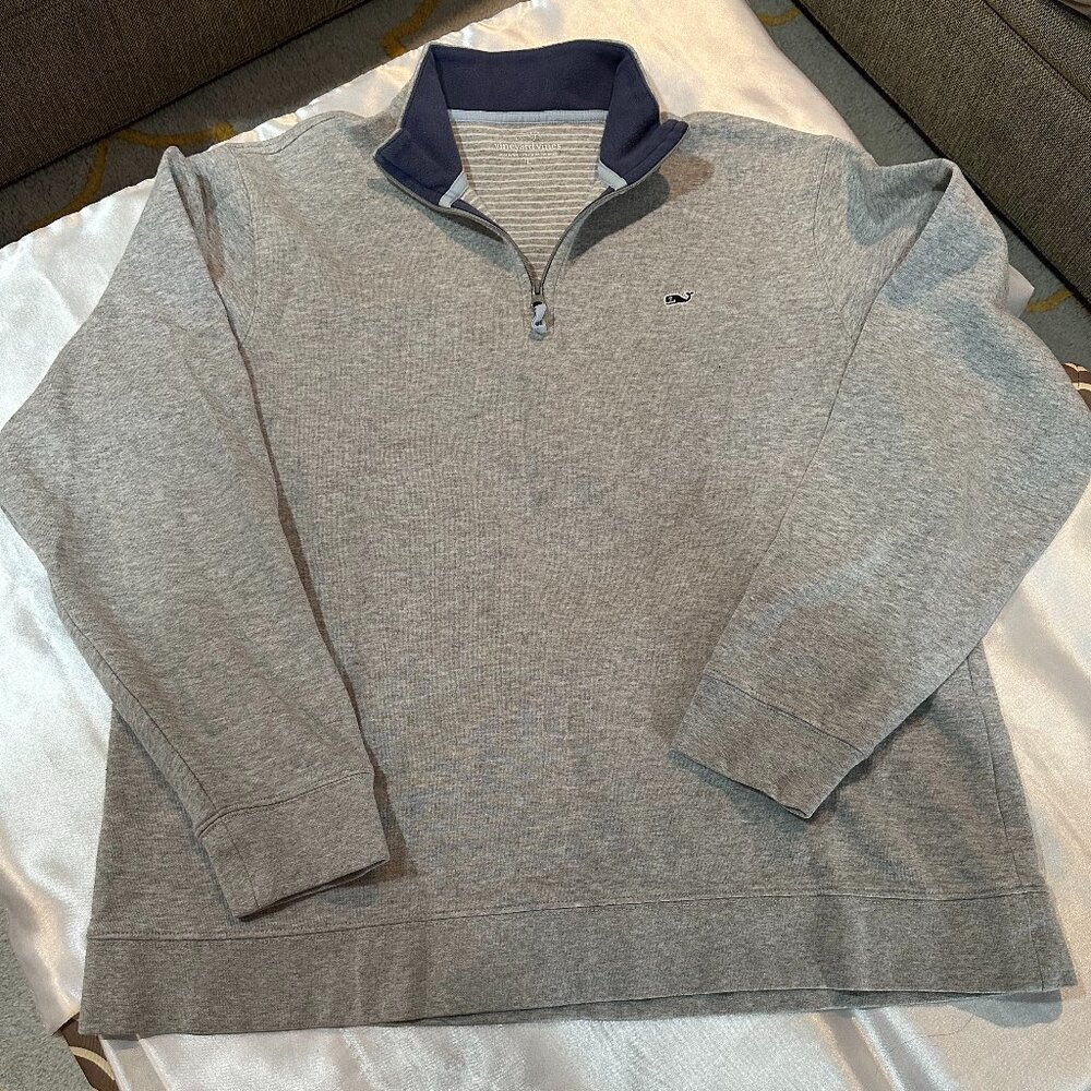Vineyard Vines Men’s Saltwater Style Grey 1/4 Zip Pullover, Size L